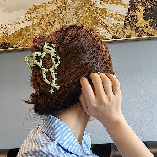 mikidoo mikidoo Cartoon Metal Hair Claw Clips Funny Frogs Hair Catch Barrette Large Hair Clips Strong Hold Hair Accessories