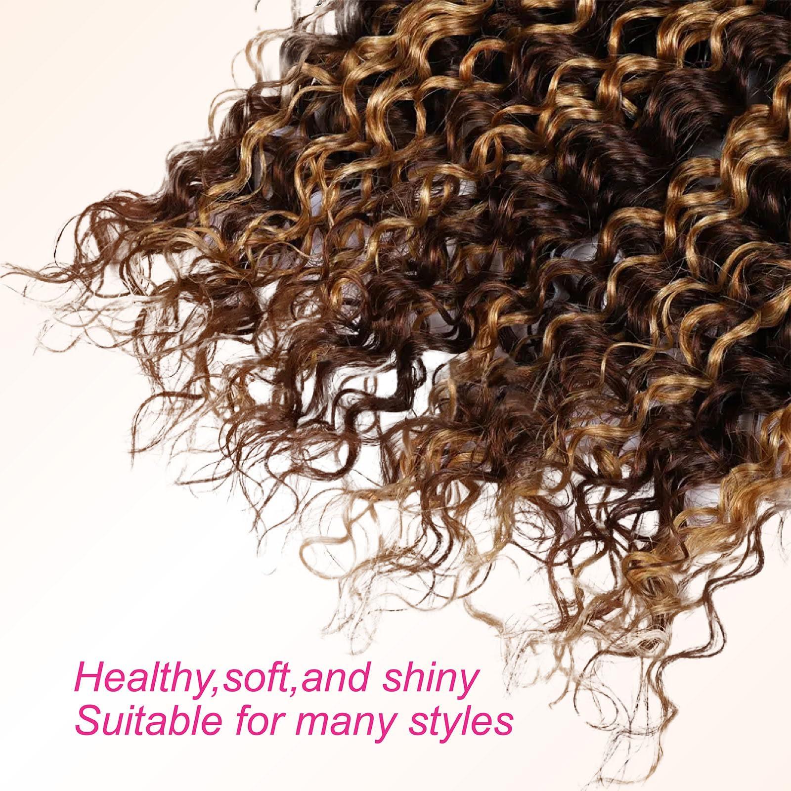 PiPiHA Boho Braids Human Hair Knotless Human Braiding Hair 14 Inch 4/27 Ombre Water Wave Bulk Human Hair for Braiding Wet and Wavy No Weft 2 Bundles Human Hair Extensions (4/27# 14 Inch)