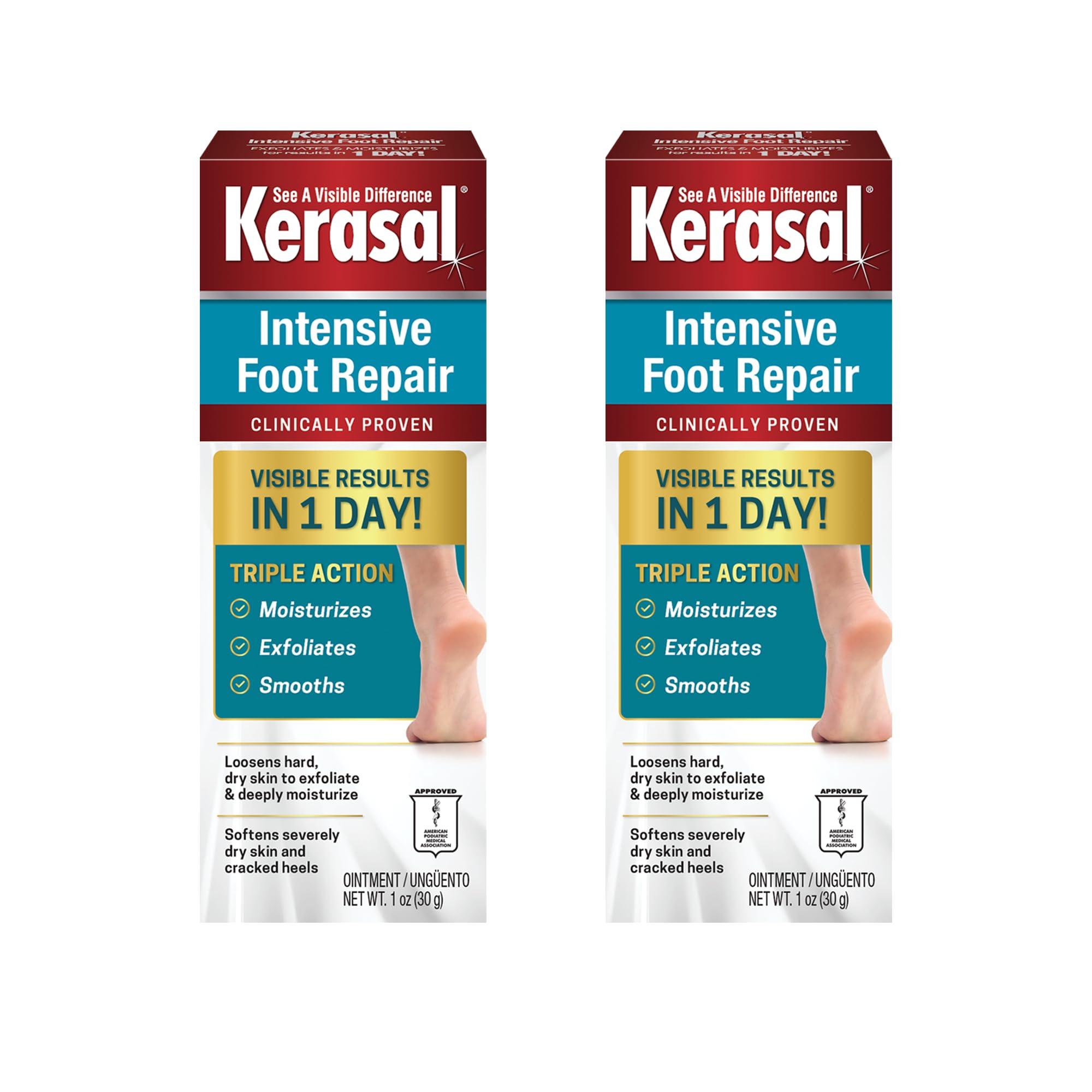 Kerasal Kerasal Intensive Foot Repair Skin Healing Ointment for Cracked Heels and Dry Feet 1 oz , 2 Count, (Pack of 2)