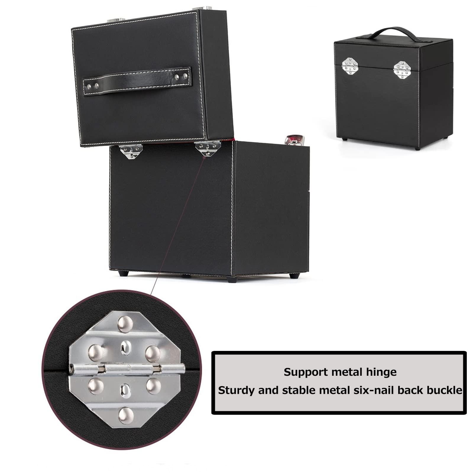 HJXGQJM HJXGQJM Travel Makeup Case Artist Makeup Train Case Cosmetic Organizer Storage Drawers, Black Handy Cosmetic Case, Leather Cosmetic Case, For Cosmetics Makeup Brushes Toiletry Jewelry cosmetic case