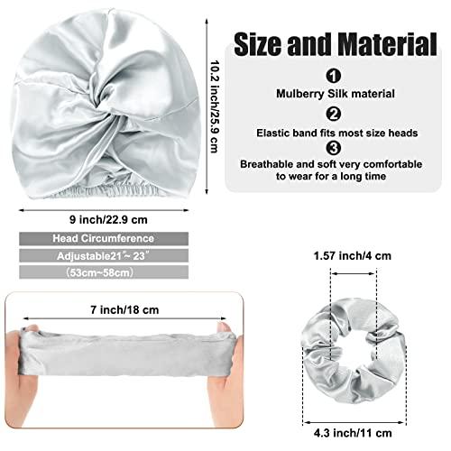 SATINIOR SATINIOR 6 Pieces Silk Cap Silk Pillowcase Set, Silk Sleeping Bonnet Silk Hair Wrap Silk Pillow Cases Silk