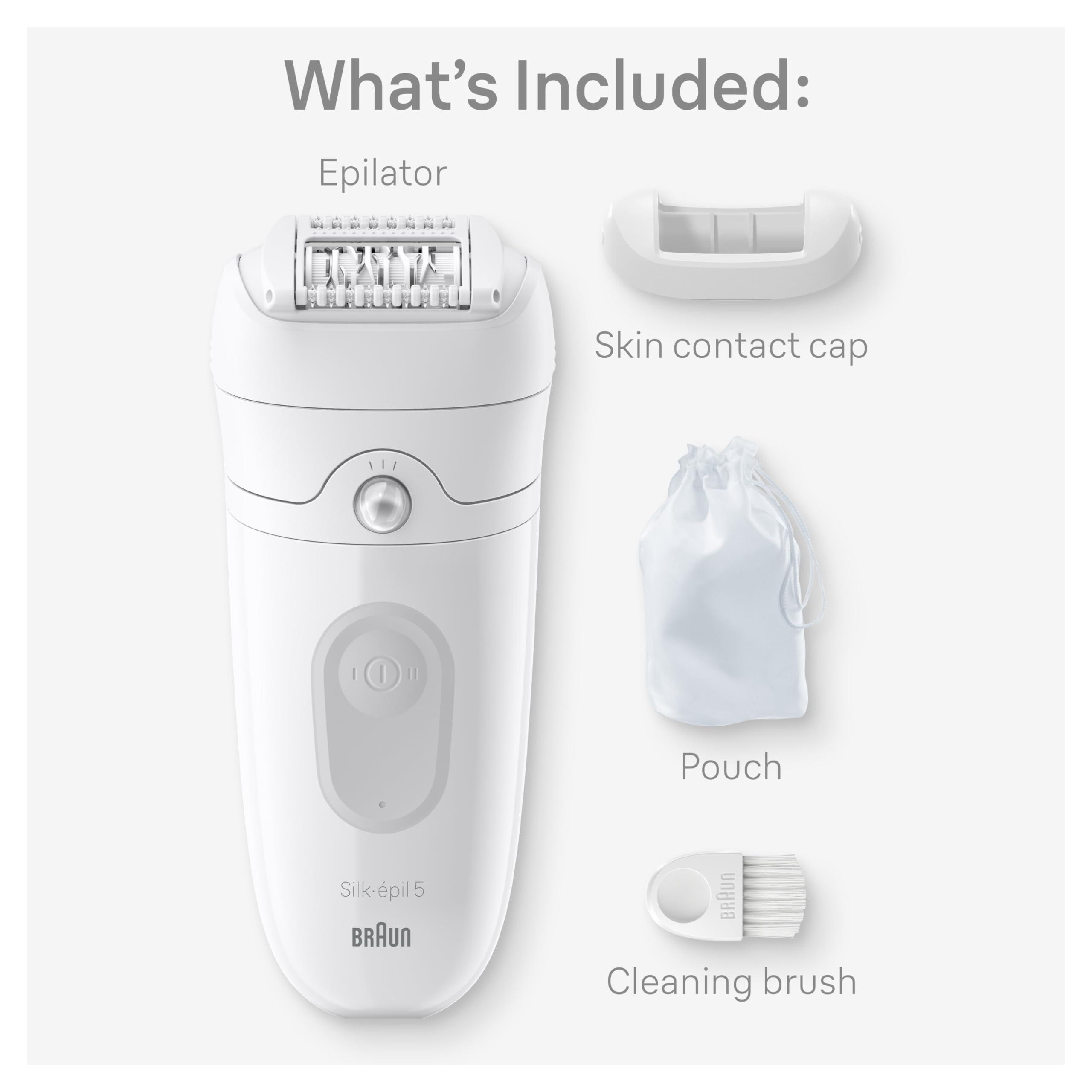 Braun Braun Epilator Silk-pil 5, Hair Removal Device, Women Shaver & Trimmer, Wet and Dry, Includes Skin Contact Cap, SE5-011, Grey