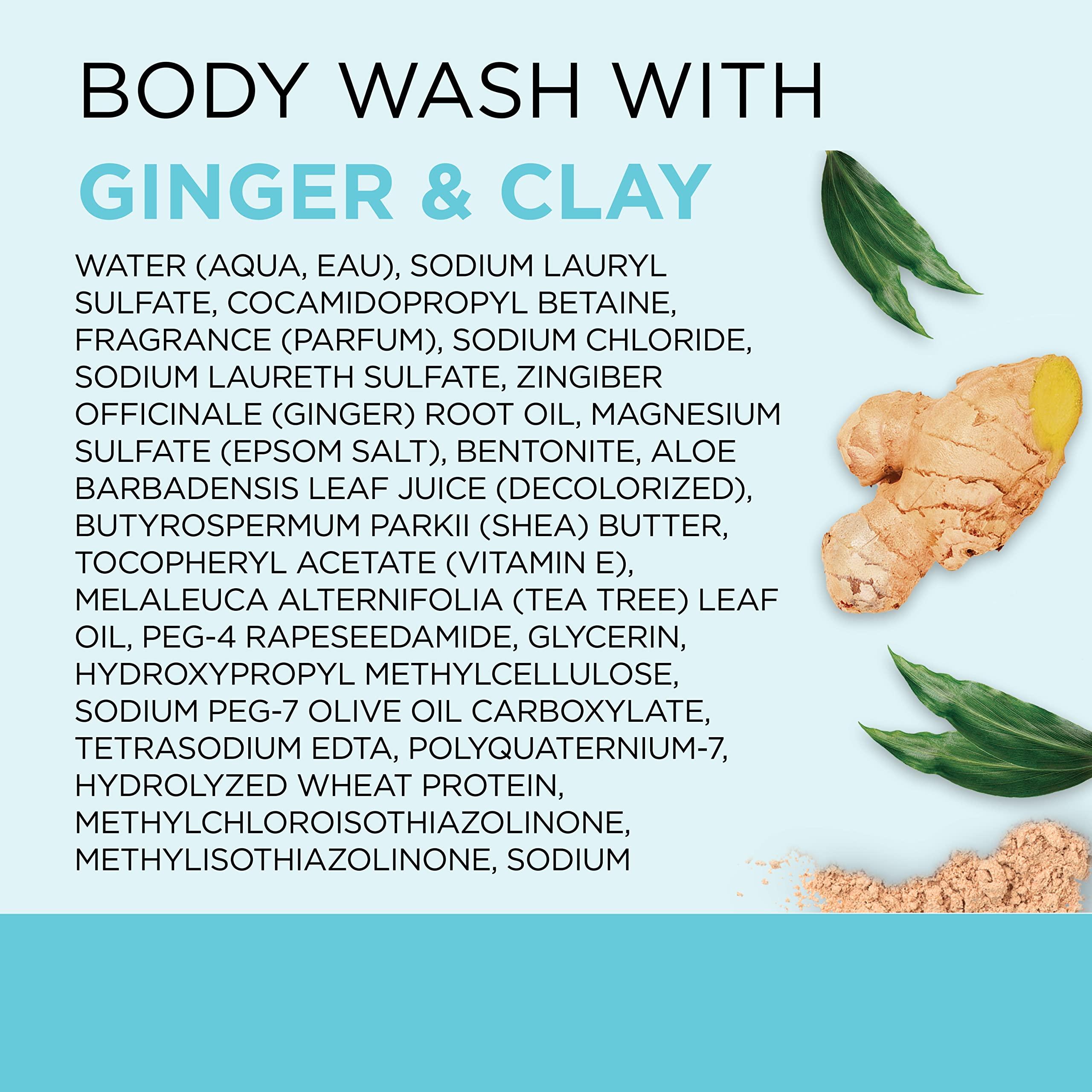 Dr Teal's Dr Teal\'s Body Wash With Pure Epsom Salt, Detoxify & Energize With Ginger & Clay, 24 fl oz (Pack of 4)