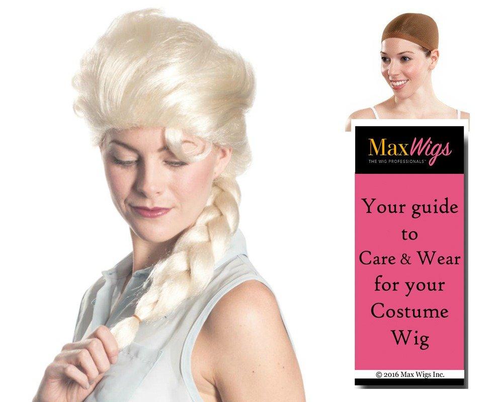 Maxwigs Maxwigs Elsa Ice Queen color Platinum Blonde - Enigma Wigs Winter Snow Braided Frozone Let Womens Peluca Freeze It Go Bundle Costume Wig Care Guide