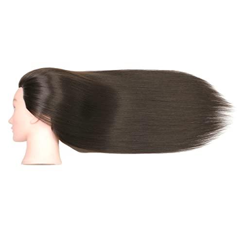 LOHXINHAIR LOHXINHAIR 30 Inch Long Brown Hair Mannequin Head 20% Human Hair Manikin Cosmetology Doll Training Head for Hairdresser Practice Braiding Styling Curling Cutting Updos Display with Table Clamp Stand