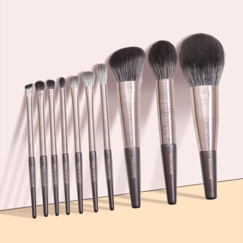 IBDRYKK 10Pcs Wooden Makeup Brushes Set Cosmetic Foundation Powder Blush Eyeshadow Professional Makeup Brush Beauty Tools