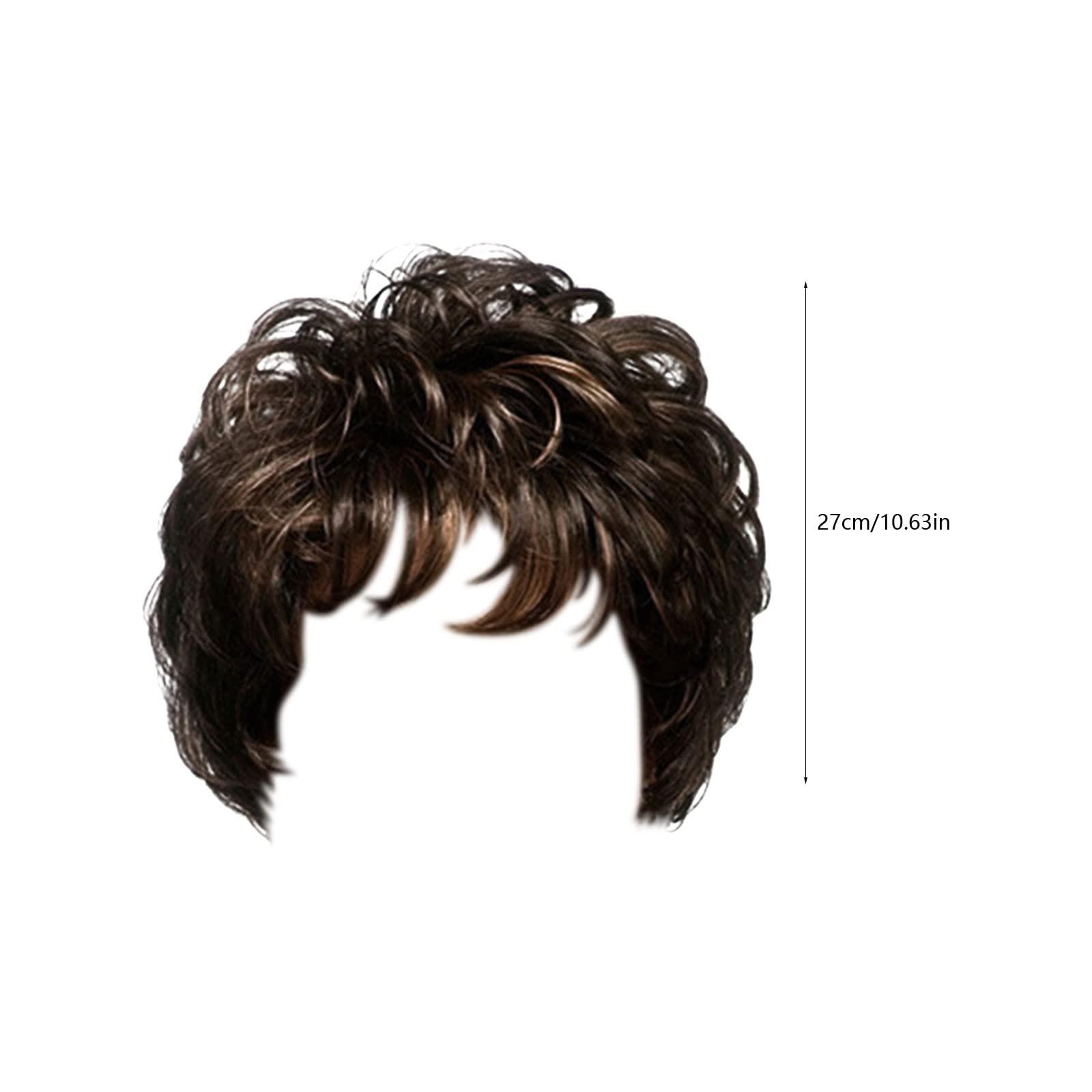 HMDABD HMDABD Curly Half Wigs for Women Colored Short Curly Hair Headsets For Women Wavy Short Curly Hair Brown Suitable For Women\'s Wigs Transparent Lace Frontal (Z1-Brown, One Size)