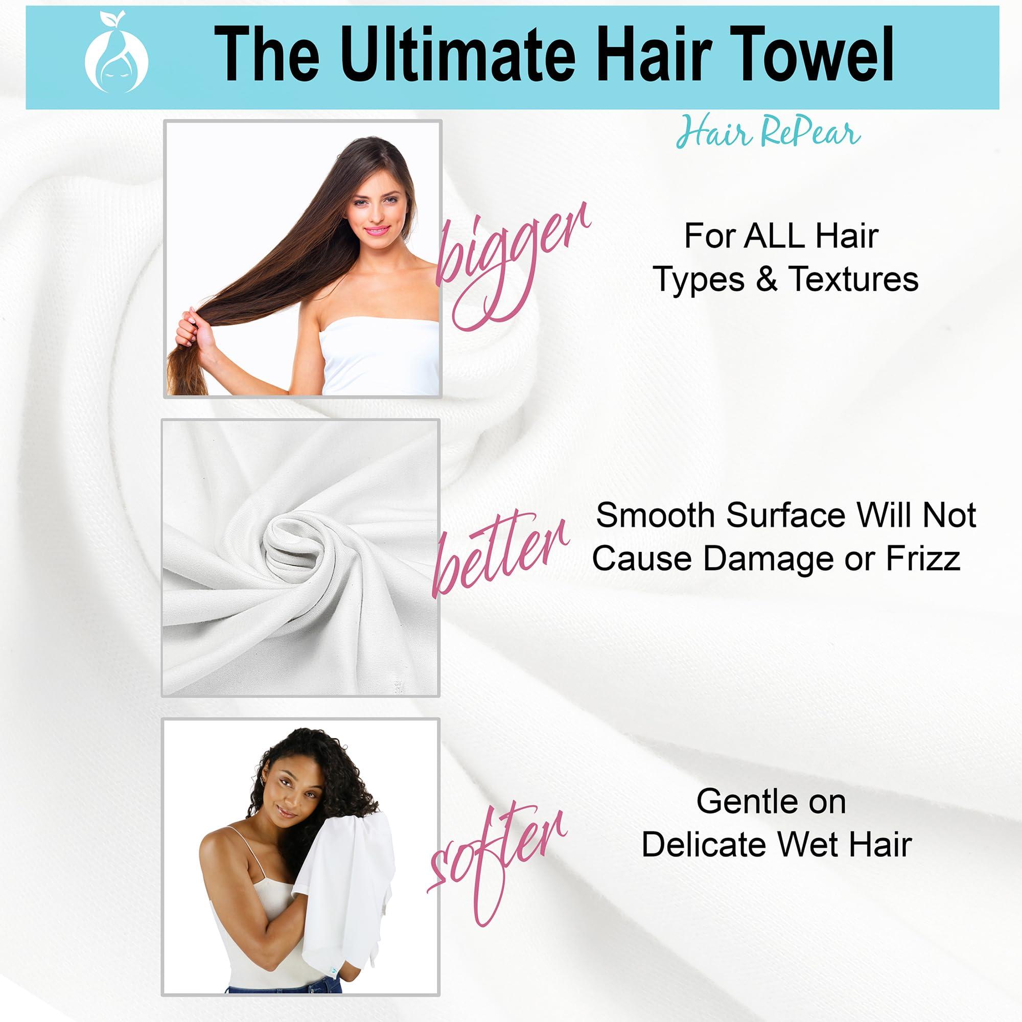 Hair RePear Hair RePear Anti Frizz Premium Cotton Hair Towel Enhances Healthy Natural Hair - Plop Wrap Scrunch Curly Wavy or Straight Hair -All Hair Types