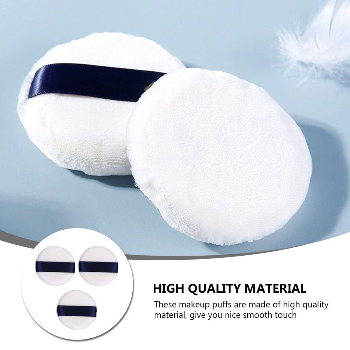 minkissy minkissy 2sets Loose Powder Makeup Puff Face Powder Puff Ribbon for Foundation Cosmetic Puff Lightweight Compact Powder Applicator Fleece 3pcs*2