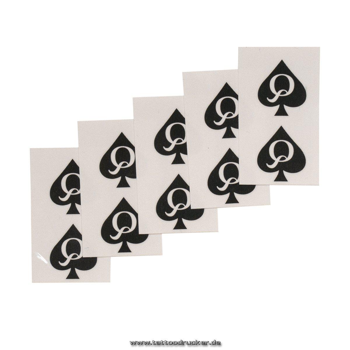 Tattoodrucker 10 Queen of Spades mini Tattoo - QoS black tattoo - naughty temporary tattoo