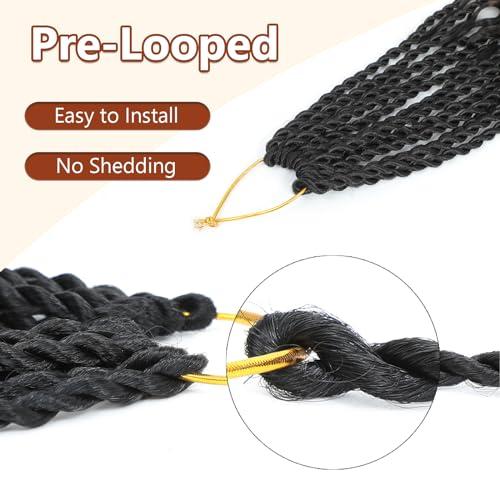 FIRSTCYH HAIR Senegalese Twist Crochet Hair with Curly Ends - 12 Inch Boho Island Twist Crochet Hair 8 Packs Boho Goddess Twist Crochet Hair Pre Looped Crochet Twists with Curly Ends(12(8Packs), 1B/33/30)
