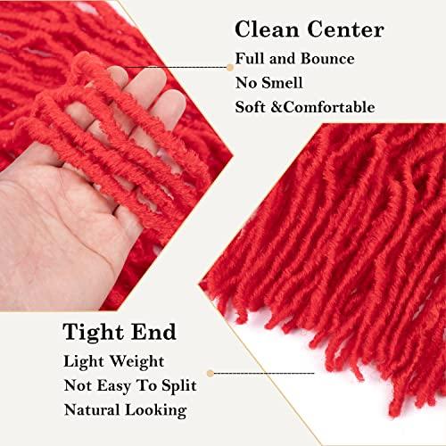 BRAVERY Red Soft Locs 30 Inch-Faux Locs Crochet Hair For Black Women 5 Packs Crochet Locs Goddess Locs Crochet Hair Pre Looped Braiding Hair Extensions (30 Inch (Pack of 5), Red)