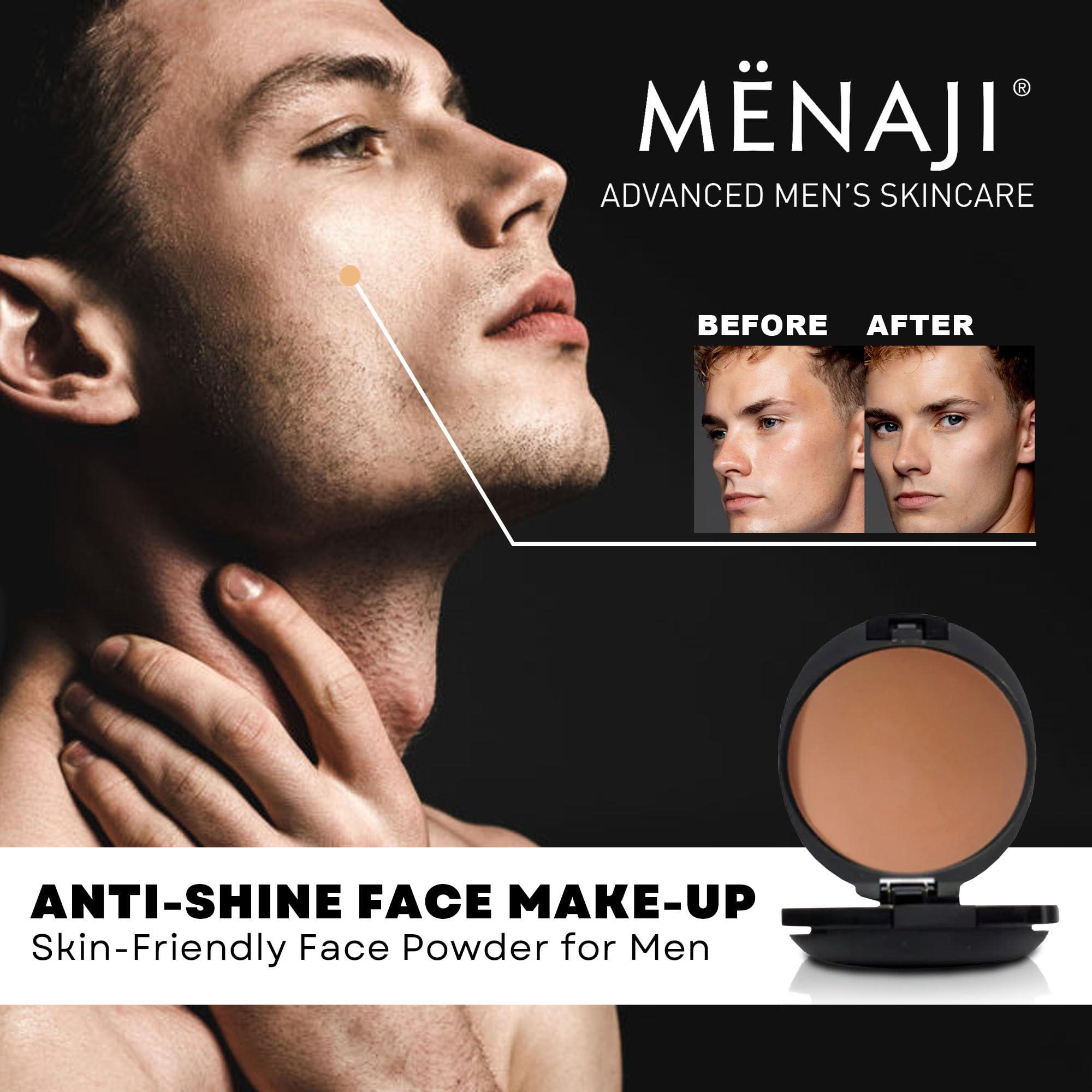 Menaji MNAJI Anti-Shine Powder (HDPV) - Anti-Shine Face Make-Up for Men - Natural Looking Makeup - Mens Cosmetics - Bronze