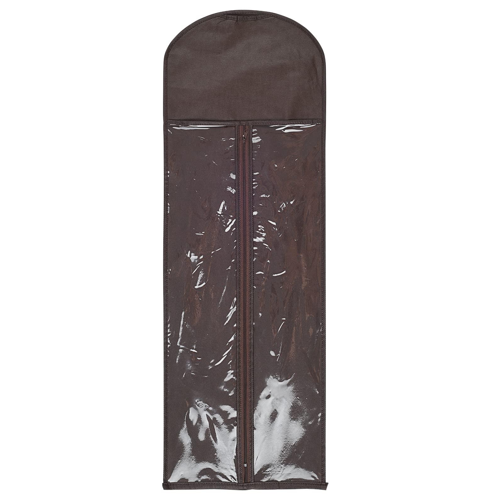 Sanmum 10 Packs 31.5in Extra Long Hair Extensions Storage Bag Folding Wig Bags Dust Proof Wigs Carrier Bags with Strong Zipper for Home Salon Organizer (Coffee)