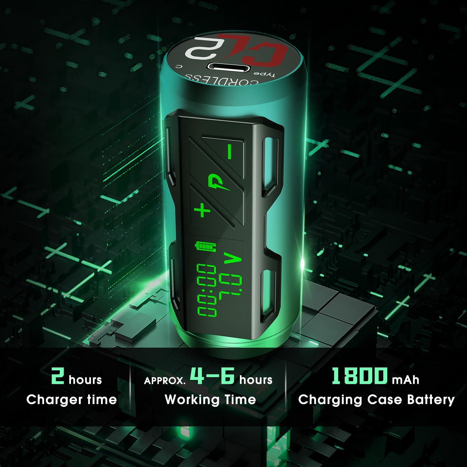 INKin INKin Tattoo Kit, Professional Tattoo Machine with 2 Replaceble Power 1800mAH, CL2 Wireless Tattoo Gun LED Display and 4.0MM Stroke Lengh Tattoo Pen for Tattoo Artists