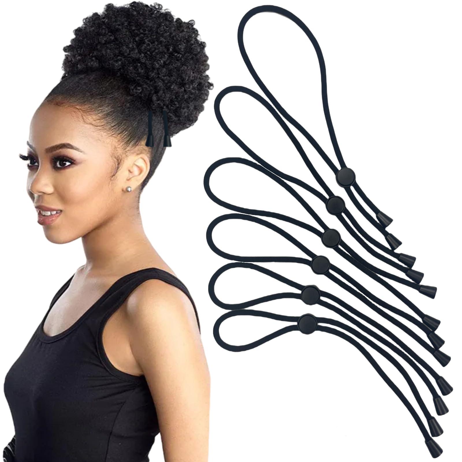 GJRR Adjustable Hair Ties for Thick, Curly Hairstyles - Afro Puffs, Ponytails, Locs, Pineapples for Black Women and Girls (Pack of 6)