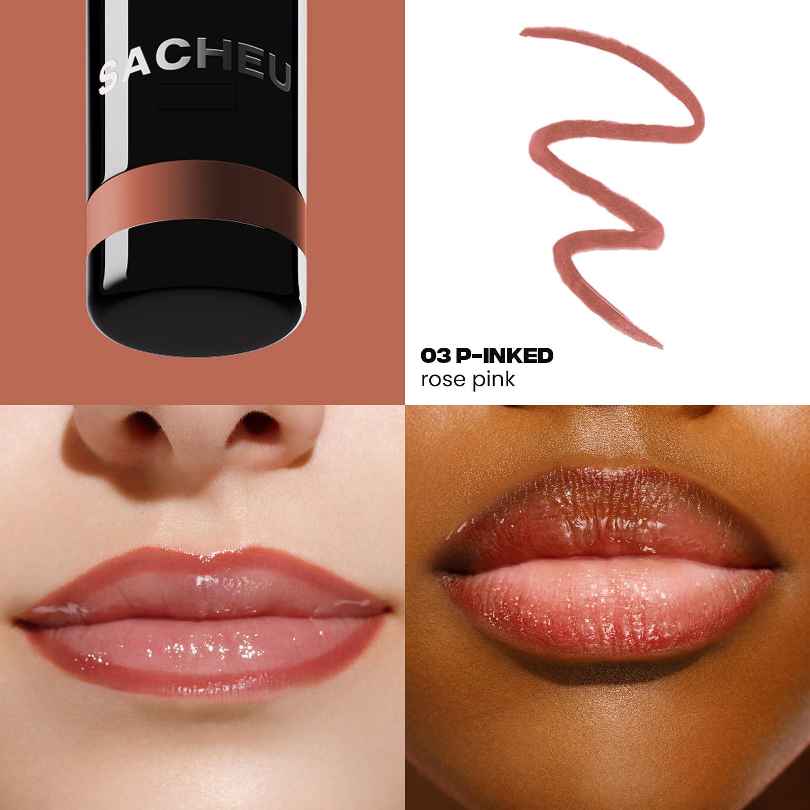 Sacheu Sacheu Lip Liner Stay-N Peel Off Lip Stain Long Lasting Matte Lip Tattoo Transfer Proof Lipstain Infused with Hyaluronic Acid & Vitamin E for All Skin Types Vegan & Cruelty-Free, P-inked