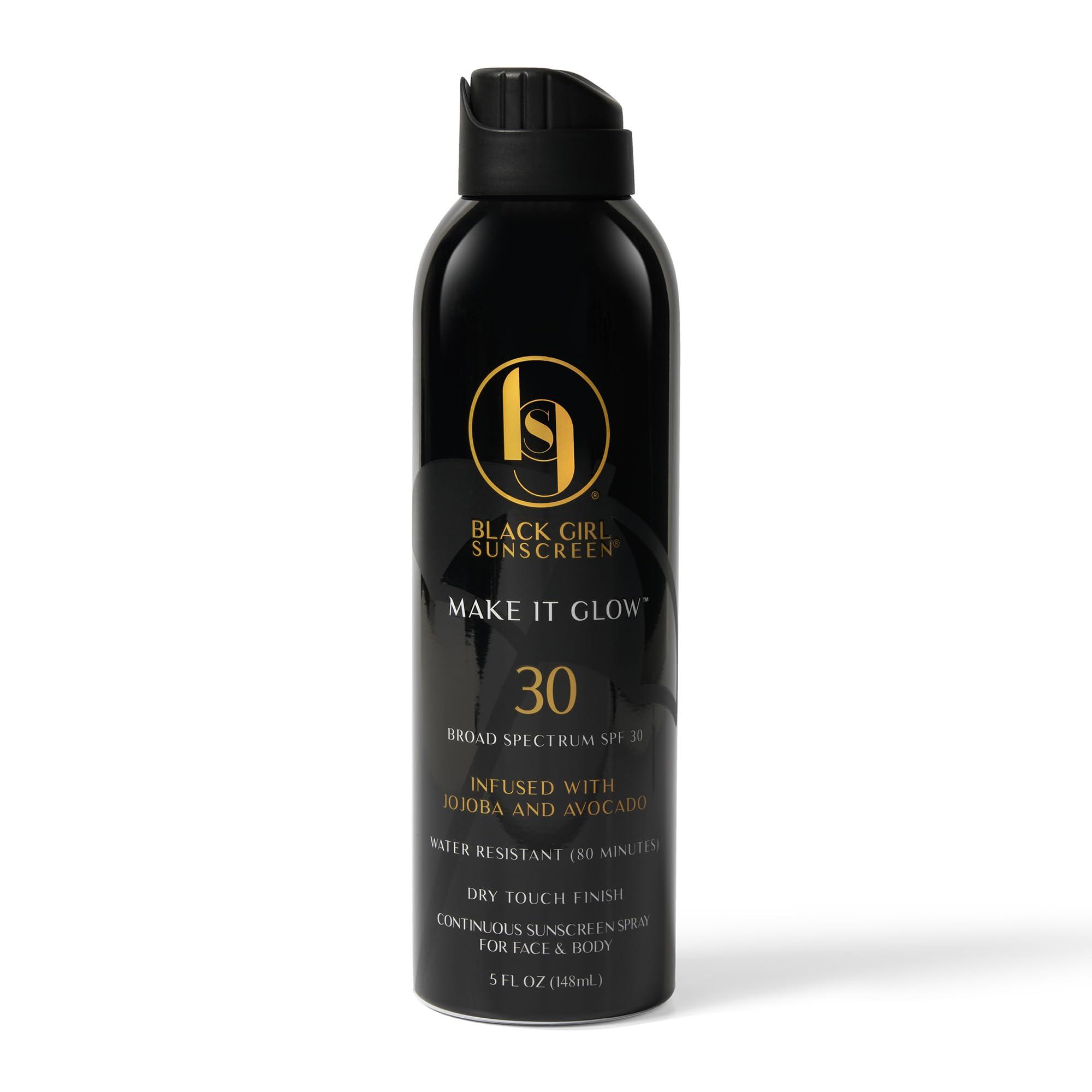BLACK GIRL SUNSCREEN Black Girl Sunscreen - Make it Glow Face & Body Moisturizing Sunscreen Spray SPF 30, No White-Residue for Melanin Rich Skin (SPF-30-5oz-Spray)