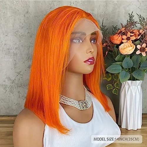 Caribbean Star Caribbean Star Orange Ginger Lace Front Wigs Human Hair Pre Plucked Bob Wig 12 Inch 180 Density 13x4 HD Lace Frontal Glueless Straight Short Bob Wig Human Hair Bob Wigs For Black Women