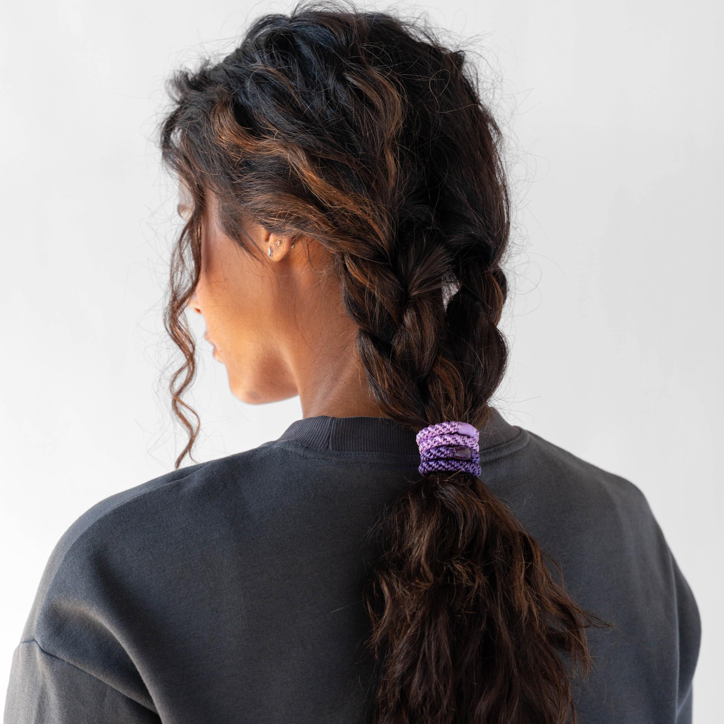 L. Erickson L. Erickson Grab & Go Pony Tube - Pixie Purple and Beige Mix - 15 Pack Ponytail Holder Hair Ties