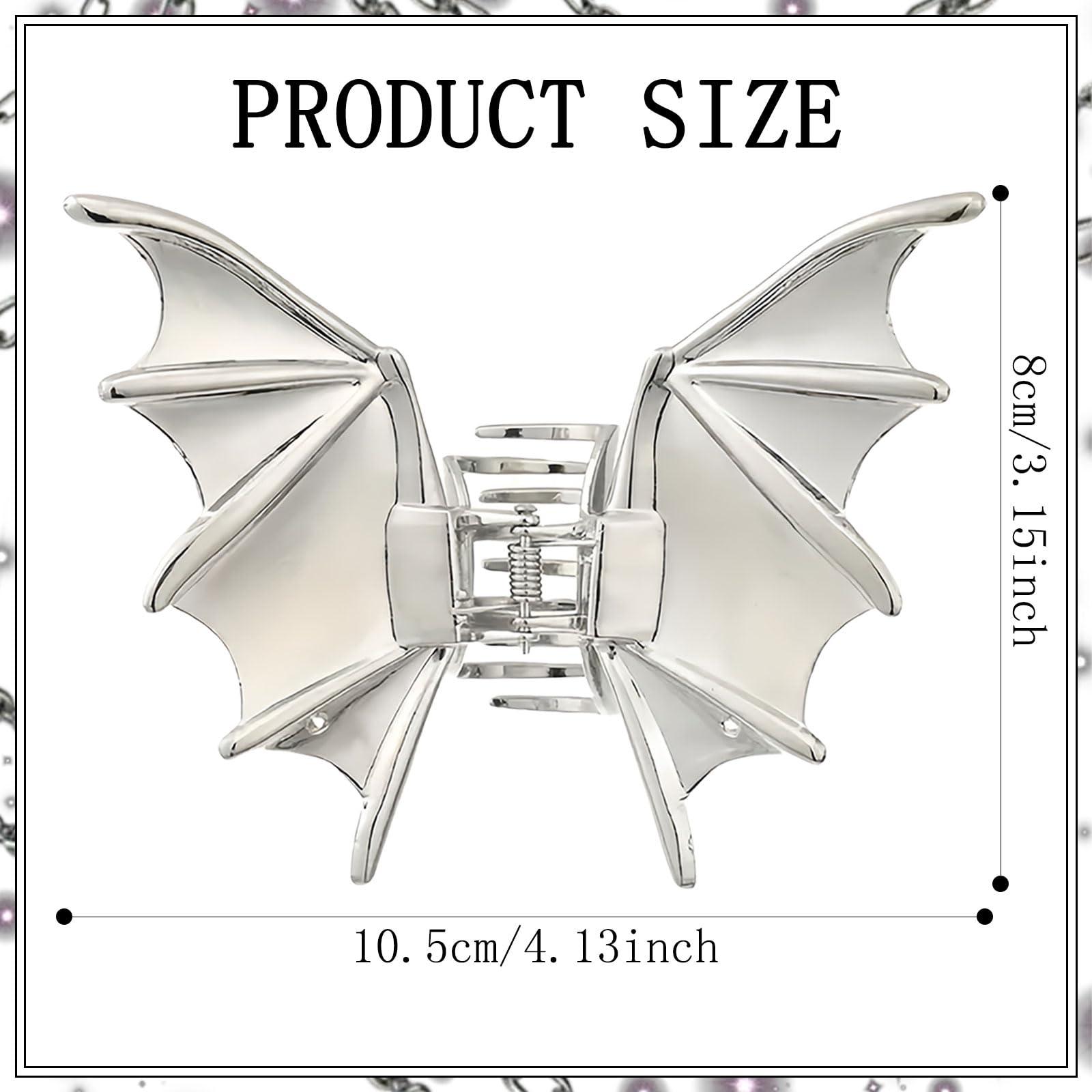 Vsdski Vsdski Bat Hair Clips Metal Silver Hair Claw Clips for Thick Thin Hair Halloween Hair Accessories for Women Punk non-slip Claw Clips Strong Hold Hair Jaw Barrettes for Cosplay Party Hair Supplies