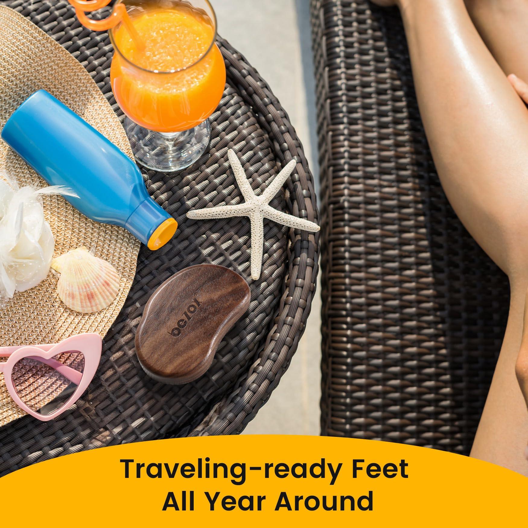 BEZOX BEZOX Glass Foot Scrubber(1 PCS) - Nano-glass Pedi Egg Pumice Stone for Feet Dead Skin, Plastic-Free Pedicure Foot File Callus Remover for Silky Smooth Feet - Walnut Wood Handled