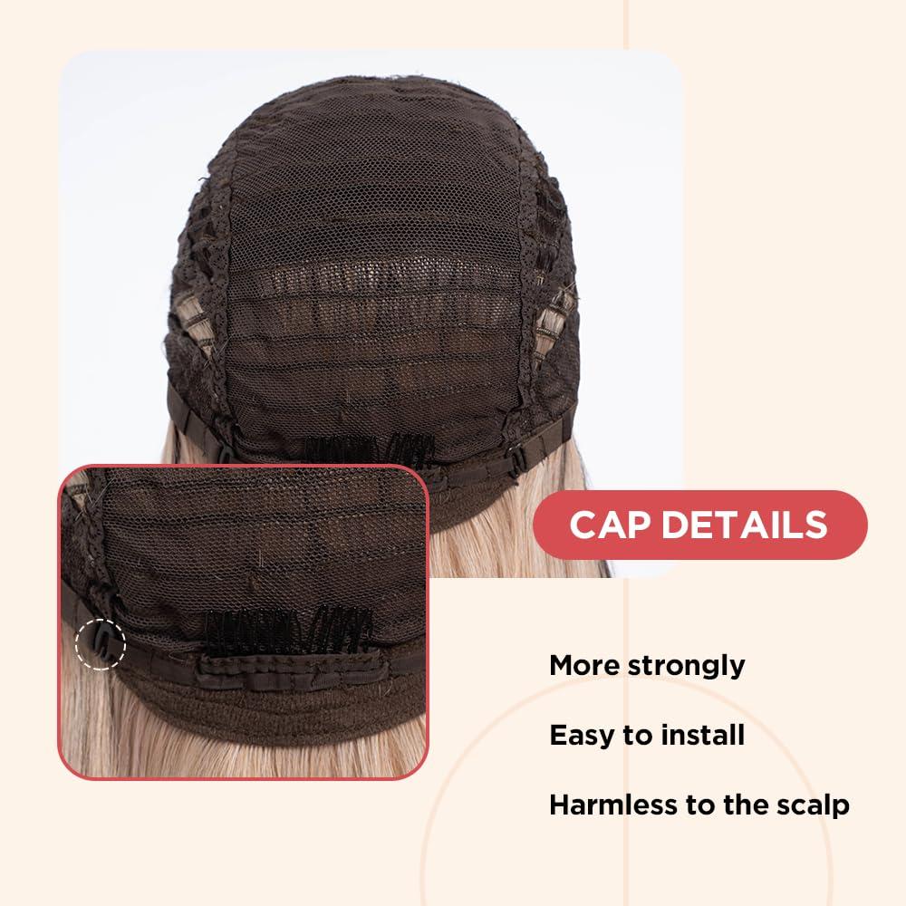 REBECCA STYLE REBECCA STYLE Long Straight Blonde Wigs for Women 26 Inch Synthetic Lace Front Wig for Black Women Heat Resistant Long Hair Wigs Natural Looking