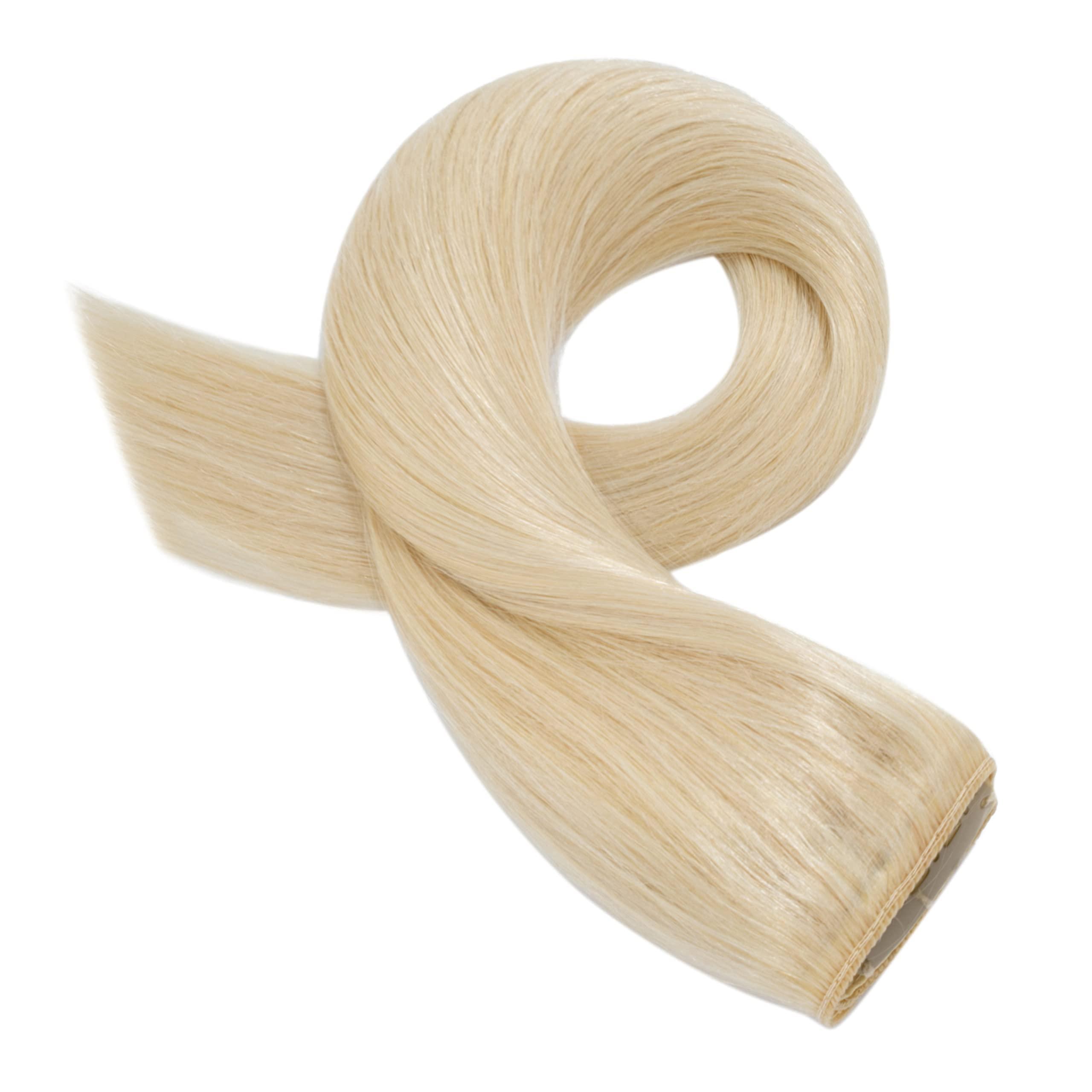 S-noilite S-noilite 1 Piece Clip in Human Hair Extensions 5 Clips 3/4 Full Head Clip on Remy Hair Extension For Women Lighter One-Piece Design Adding Hair Volume 16Inch 45g Platinum Blonde