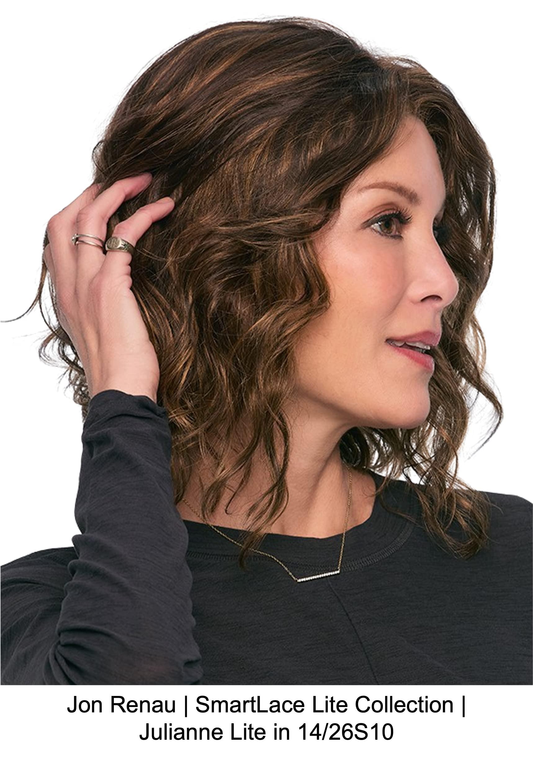 Belle of Hope Mara Ray JULIANNE LITE Lace Front Mono Top Synthetic Wig by Jon Renau, 6PC Bundle: Wig, 4oz Mara Ray Enriched Shampoo & Conditioner, Wide Tooth Comb, Plastic Wig Stand, and 19 Page Belle of Hope Guide (FS17/101S18)