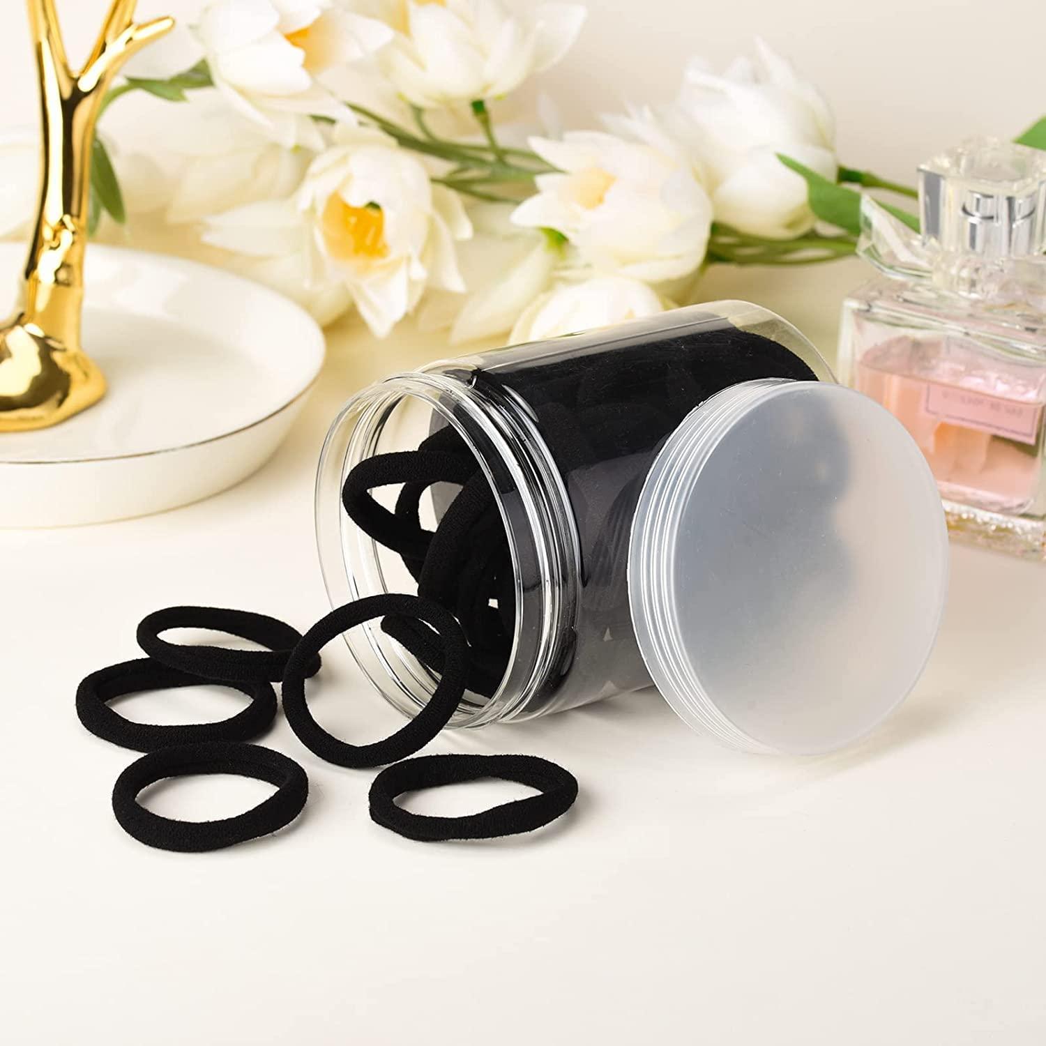 STROWBERRY STROWBERRY Elastic Hair Rubber Band Cotton Strechable Hair Ties For Women and Girls (Black, Pack of 100 Pcs)