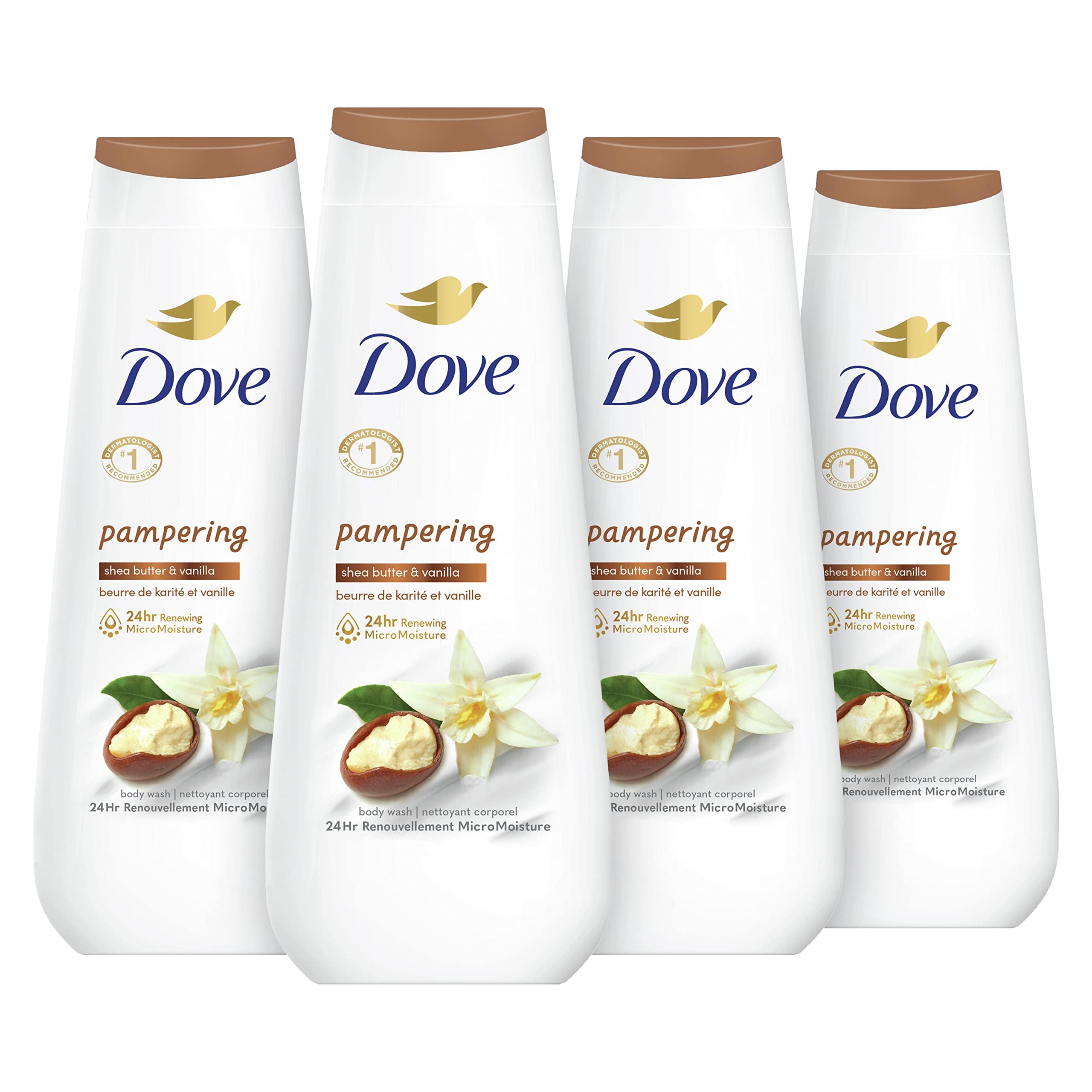 Dove Dove Body Wash Restoring Coconut & Cocoa Butter 4 Count for Renewed & Body Wash Pampering Shea Butter & Vanilla 4 Count for Renewed