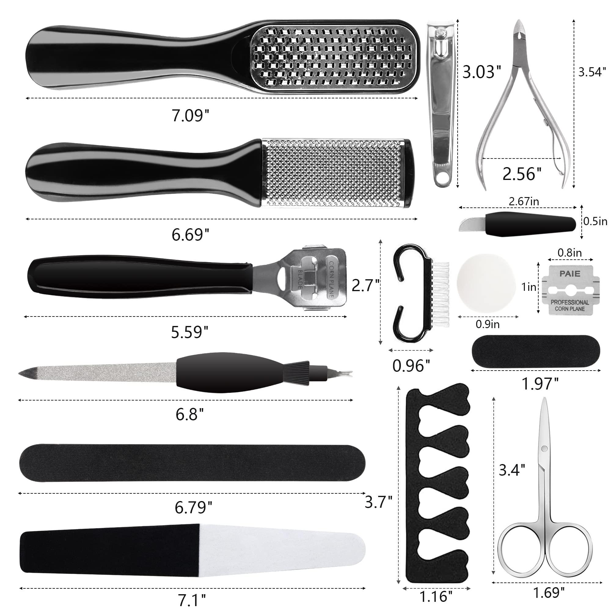 Happy Will Professional Manicure and Pedicure Tool Kit Professional Exfoliation Foot File Set for Women and Men at Home Or Travel Or Salon to Foot Care (BlackB-30PCS)