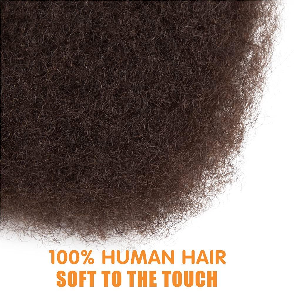 DBUT DBUT Afro Kinky Bulk 100% Human Hair Brown 3 Packs 150g Tight Afro Kinky Curly Bulk Bundles Hair for Making/Repair Locs, Kinky Twists, Dreadlocks Braiding Hair Extensions (Medium Brown, 10 Inches)