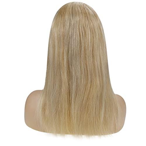 RUNATURE RUNATURE U Part Wig Human Hair Straight U Wigs Human Hair U Part Golden Blonde with Light Blonde Half Head Wig Natural Hair 14 Inch 120 Gram Short U Part Human Hair Wig Silky