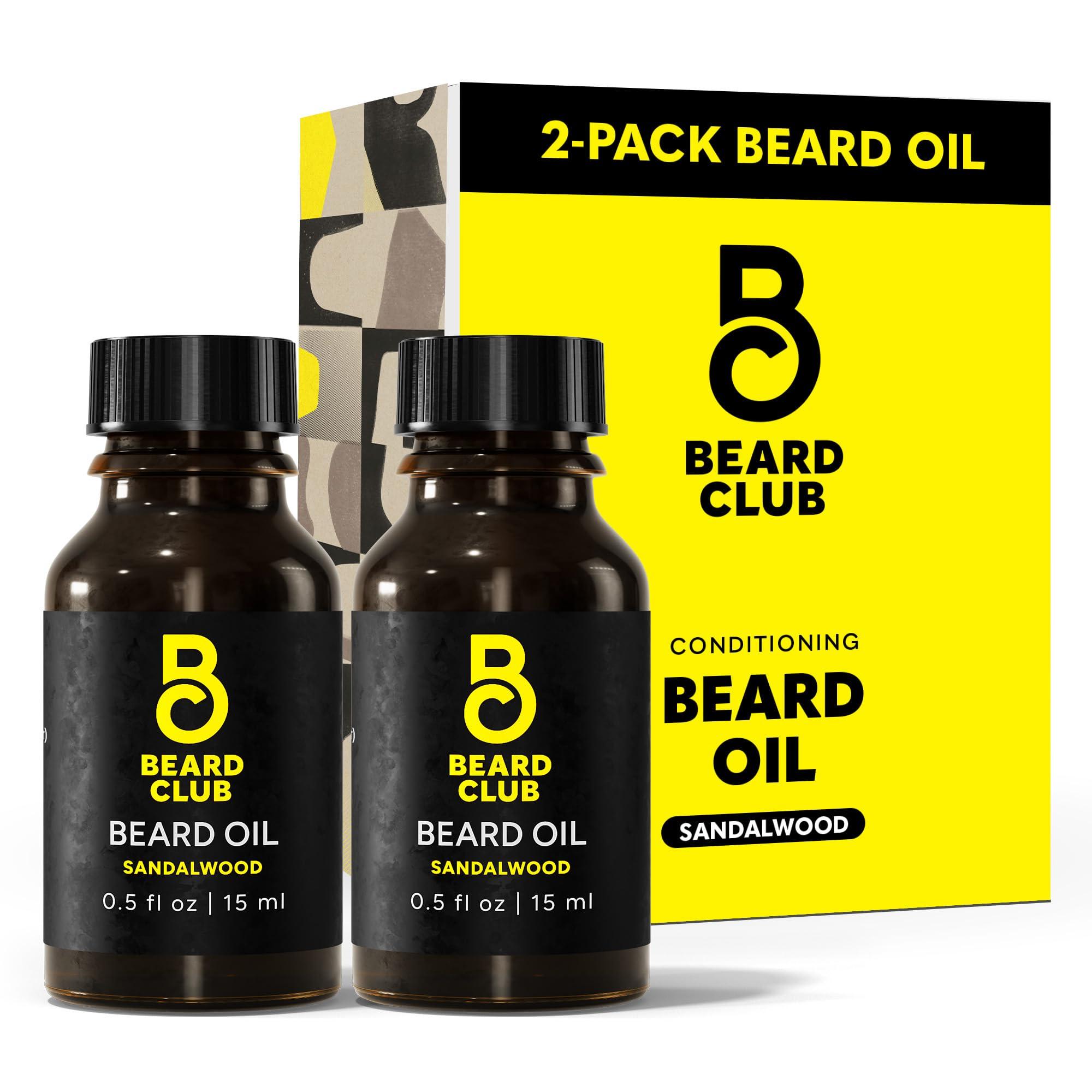 The Beard Club The Beard Club Premium Sandalwood Beard Oil for Men - Natural Castor & Sunflower Seed Oils - Beard & Mustache Conditioner - Hydrates, Moisturizes & Soothes Dry Skin - Strengthens Follicles (2PK)