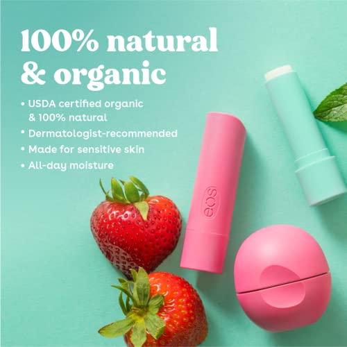eos eos 100% Natural & Organic Lip Balm Sphere- Vanilla Bean, All-day Moisture, Dermatologist Recommended for Sensitive Skin, Lip Care Products, 0.25 oz