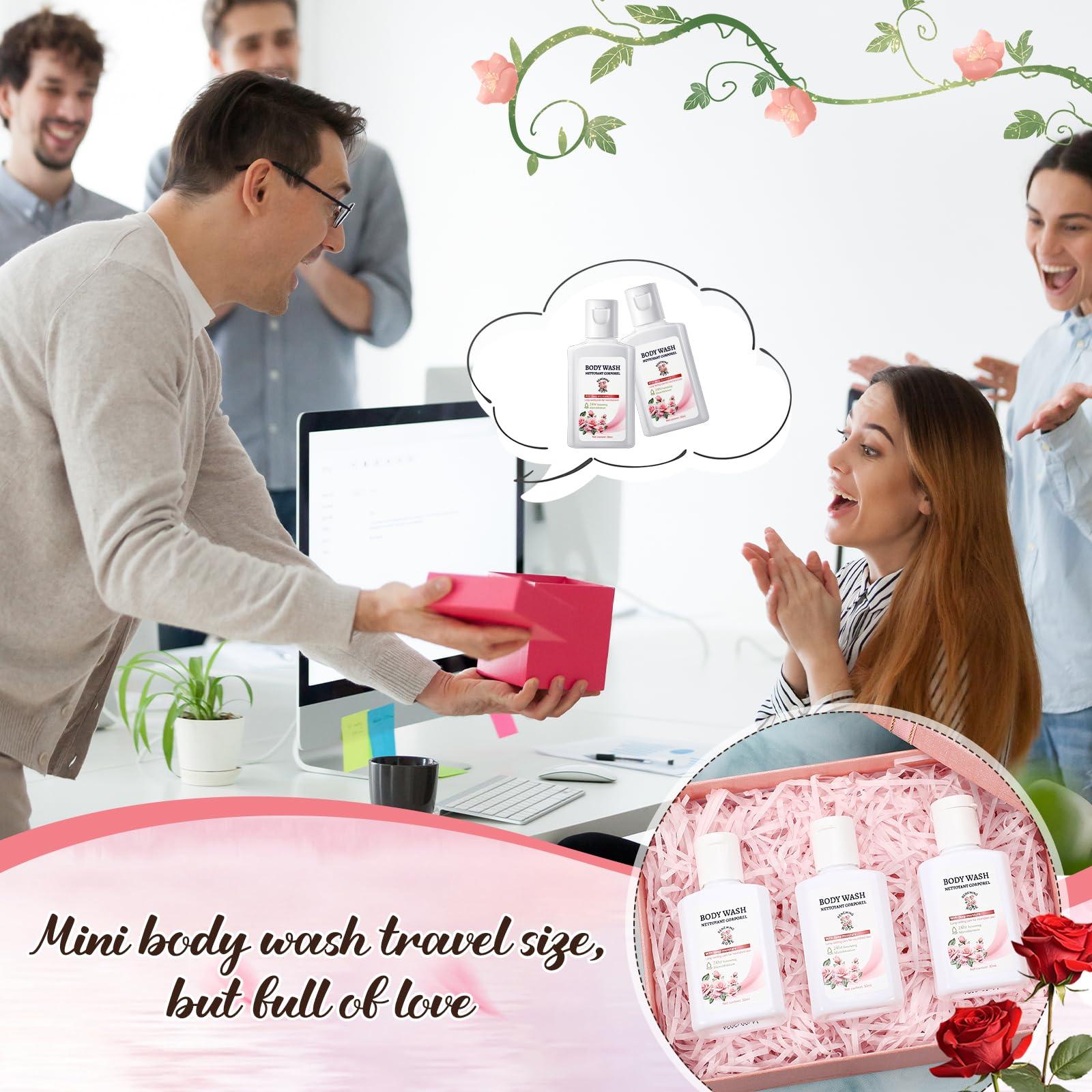 Swiffen Swiffen 12 Pack Travel Size Body Wash Bulk 1 oz Mini Moisturizing Body Wash for Women Men Coworker Birthday Christmas Mothers Day Teacher Nurse Gift (Rose)