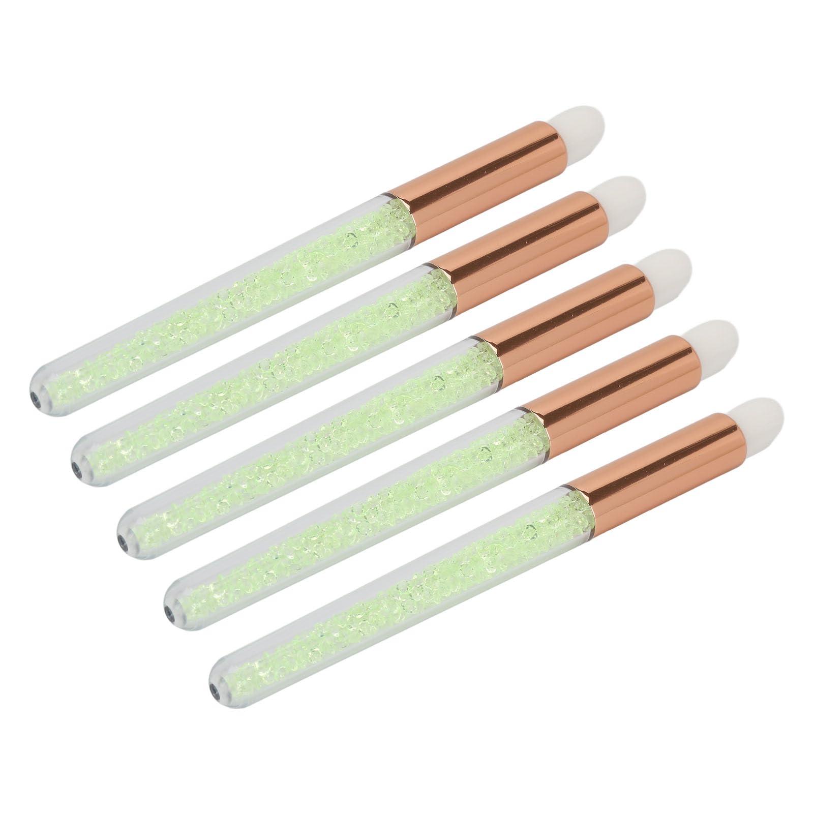 TITA-DONG 5pcs Lip Blending Brush, Round Tip Rhinestones Handle Lip Brushs, Portable Lip Smudge Brush, Professional Eye Shadow Brush for Under Eye Concealer, Soft Hair Lipstick Smudge Applicator Brush