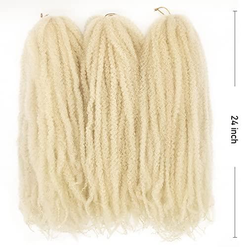KGBFASS KGBFASS 24inch Blonde Marley Braiding Hair Long Kinky Curly Marley Twist Braiding Hair for Faux Locs Box Braids Crochet Hair Extension Black Women 3Pcs(613#)