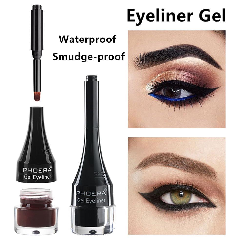 Go Ho Go Ho Black Gel Eyeliner Pot,Matte Cream Eyeliner Makeup,Smooth Highly Pigmented Long Lasting Gel Eyeliner with Brush, Eye Liner Gel Pot for Women,202 Black