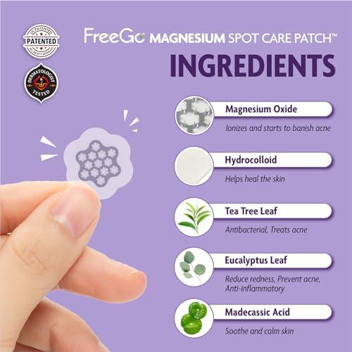 FreeGo Deep Blemish Microdarts | Pimple Patch | Cystic Acne | Fast-Acting | Quick Calming | 99.9% Pure Magnesium | Madecassic Acid | Tea Tree | Eucalyptus Leaf | Hydrocolloid Spot Care