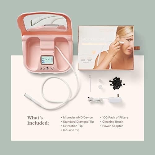 Trophy Skin Trophy Skin MicrodermMD - At Home Microdermabrasion Kit - Anti Aging and Acne Treatment - Contains Real Diamond and Pore Extractor Tips to Rejuvenate Skin and Reduce Acne Scars - Blush