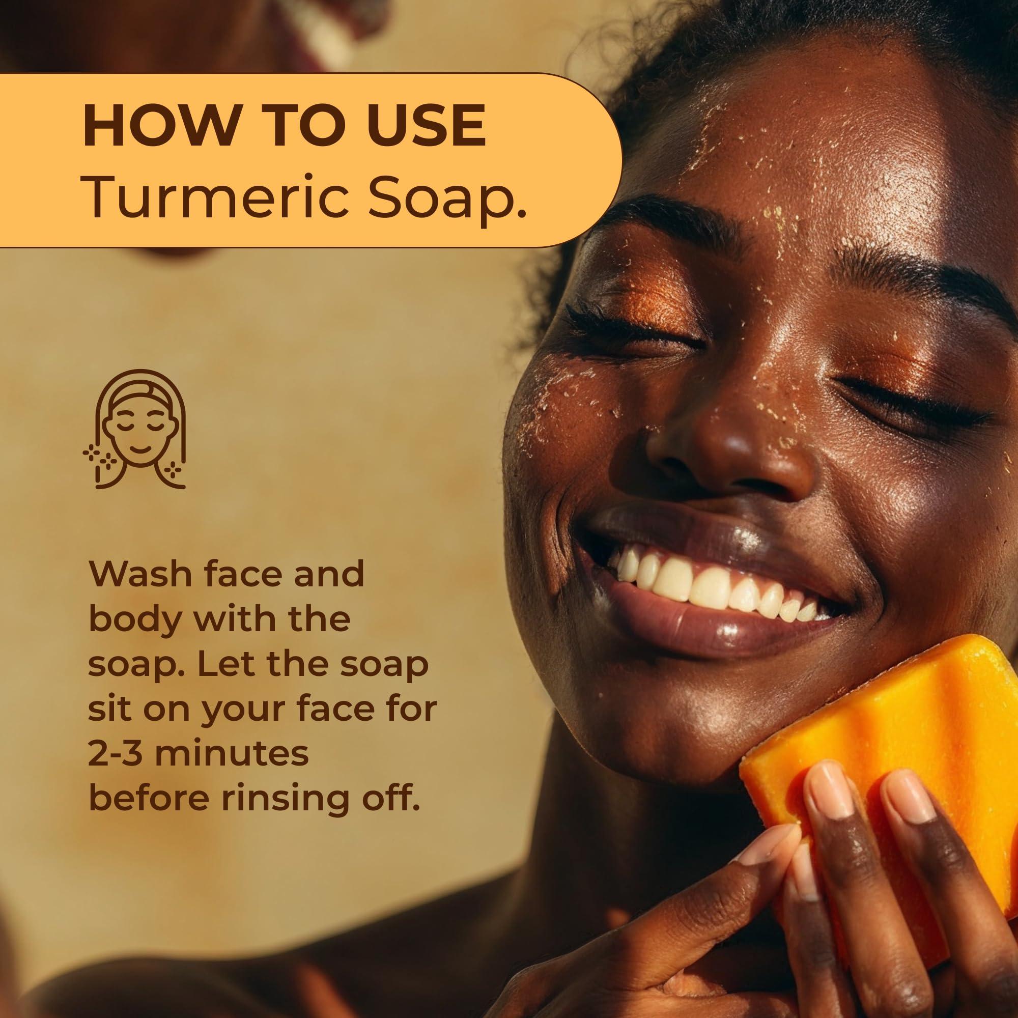Glo Melanin Glo Melanin Organic Turmeric Soap for Dark Spots & Acne, Turmeric Soap for Skin Brightening and Clearing Formula, All Natural Turmeric Soap Bar