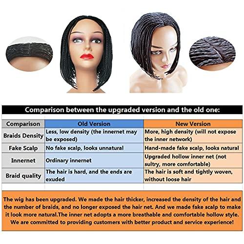 KXW KXW Braided Wigs Box Braids Wig for Black or White Women, Short Bob Wigs Synthetic Hair None Lace Front Wigs for Daily Wear (Natural Black, 10inch/25cm)