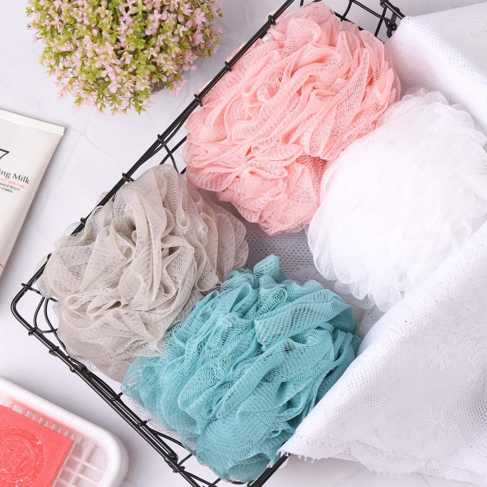 BTYMS BTYMS 4 Pieces Shower Pouf Loofah Sponge 75g Large Bath Loofahs Shower Scrunchies Bath Sponges for Body