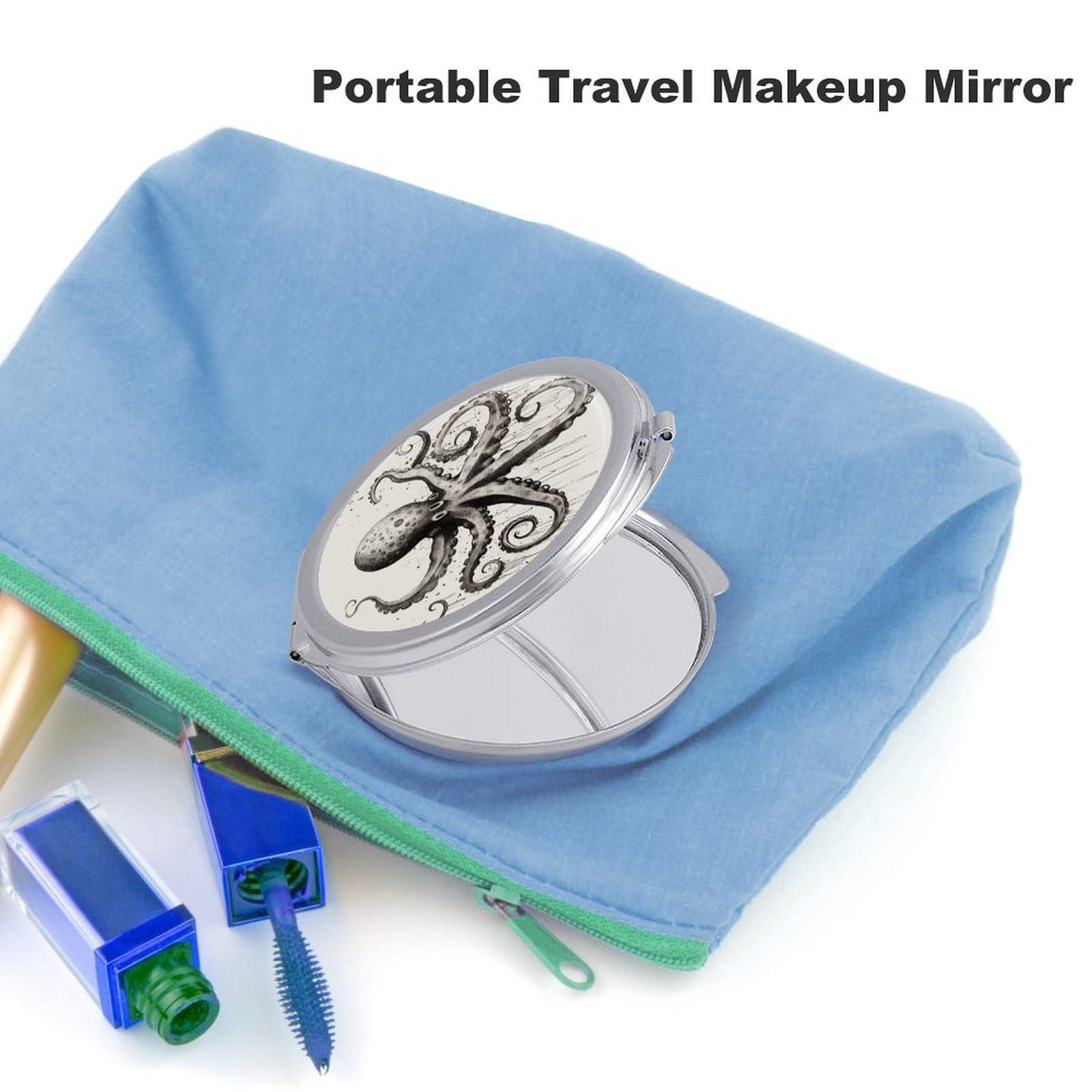 LFDSEPYM LFDSEPYM Octopus Travel Makeup Mirror Portable Double Sided Folding Mirror 1X/2X Magnifying Round Vanity Mirror for Home Office Women Purse Handbag Wallet