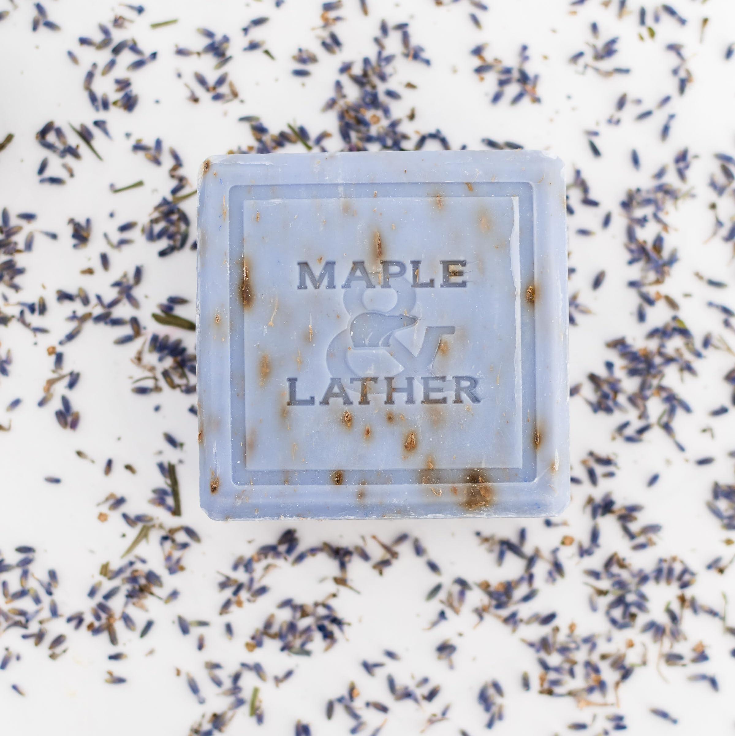 Maple and Lather Maple & Lather Triple Milled Bar Soap with Shea Butter, Lavender Flower Scent, Long-Lasting, Sustainably Sourced, 209g - Made in Provence, France
