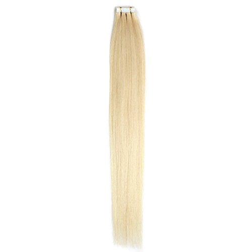 Fenicy 26 inch Long Tape in European Silky Remy Human Hair Extensions Fashion 20pcs 40pcs (20pcs, Platinum Blonde)