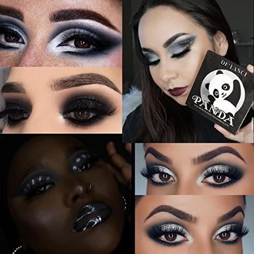 Afflano Afflano Gray Eyeshadow Palette Grey Black White Silver, Blendable Smokey Eye Eyeshadow Palette, for SFX Skull Goth Look Halloween Makeup Palette, Long Lasting Dark Eye Shadow Pallet - Panda