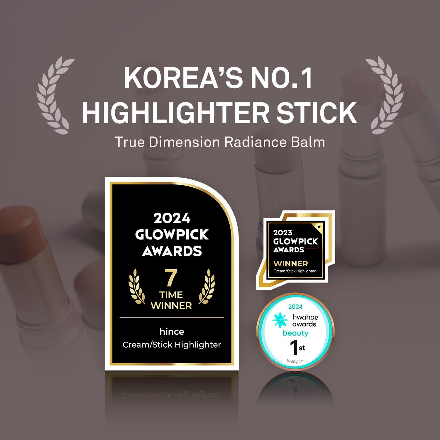 HINCE hince True Dimension Radiance Balm 10g - Shimmer Glow Face Highlighter Stick, Cream Blush Stick, Glass Skin, Korean Beauty, Valentines Day Gift for Women (TENDER ROOM, TP003)